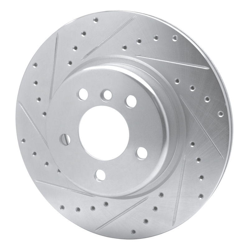 BMW 528I xDrive Brake Rotor (1) - Front Left - R1 Concepts - Drilled & Slotted - Silver - `11-`16